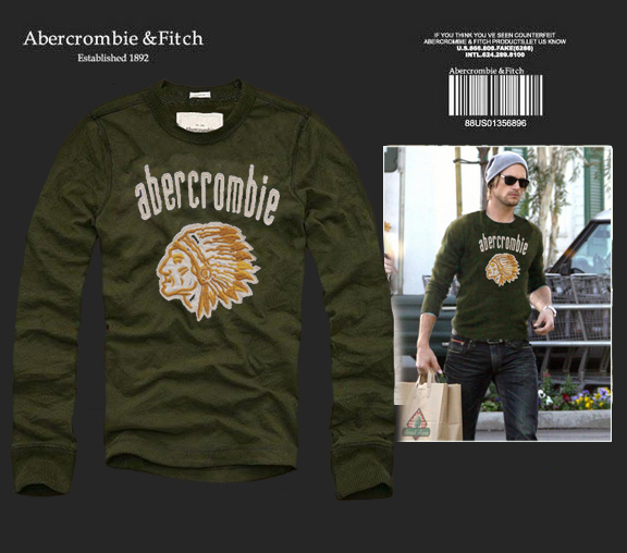 Abercrombie Fitch Hombres De Cuello Redondo Con Gente Fotos Largo Remera AF6047